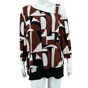 CHICO'S Geometric Brown and Black Women's Top